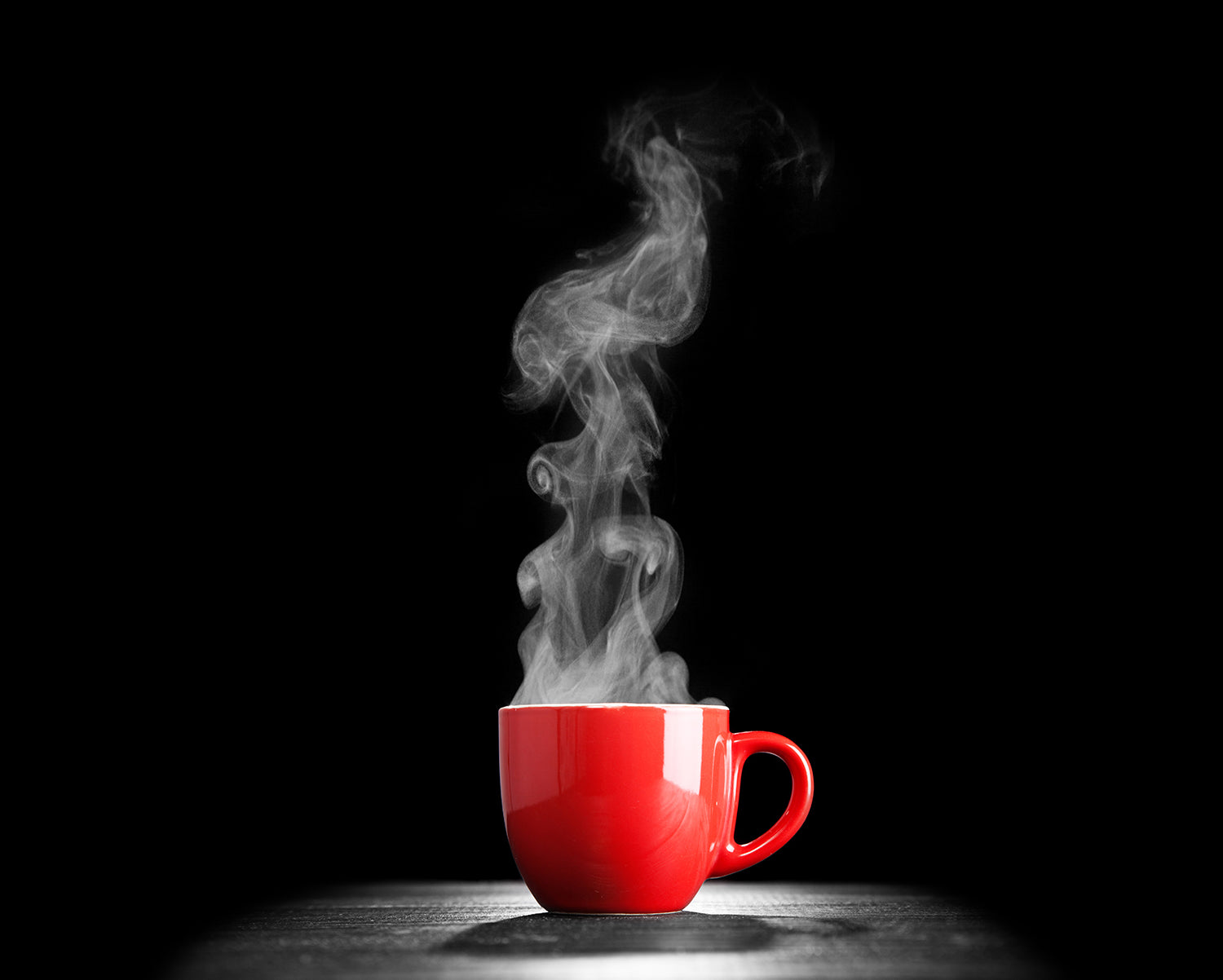 red coffee cup with steam